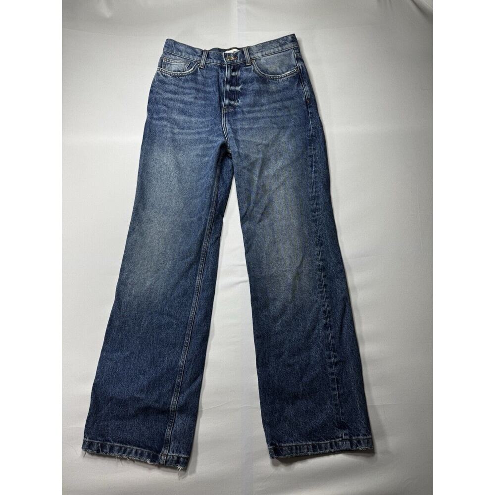MNG Mango Denim Women's Wide Leg‎ Blue Denim Jeans - Size 6 (29x30.5)*